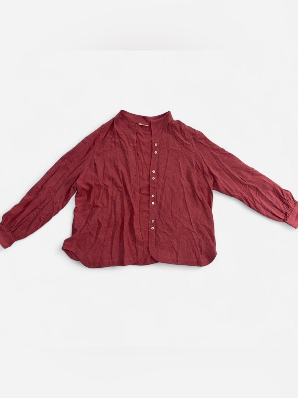 Linen Blend Poetry Funnel Neck Blouse - Picture 2 of 6